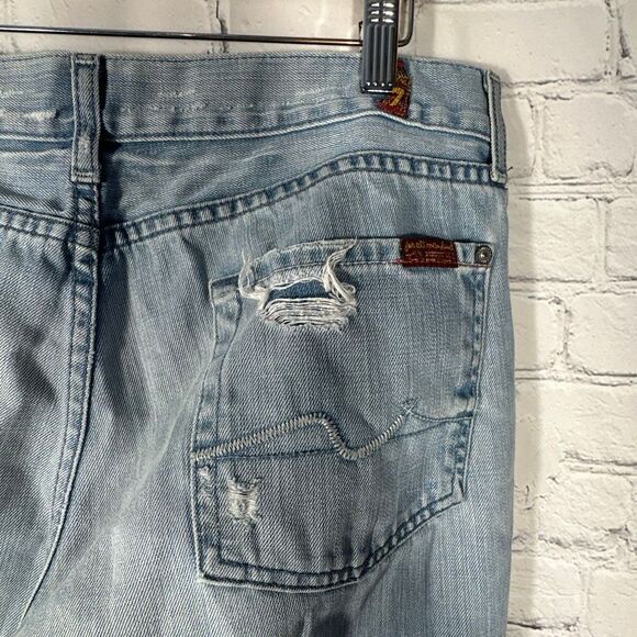 7 for All Mankind Bootcut Jeans Womens 30 Light Wash Distressed UO75566U - Picture 5 of 12